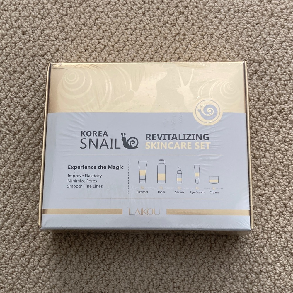 NEW Laikou Korea Snail Revitalizing Skincare Set Cleansing Gel Toner Serum Cream